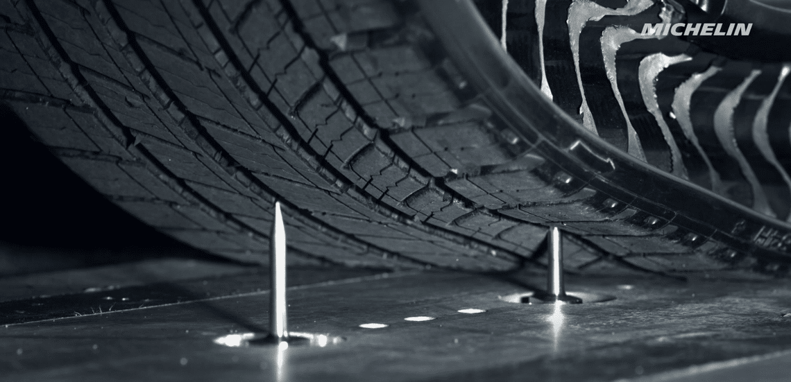 Michelin Uptis tire running on studs without a puncture