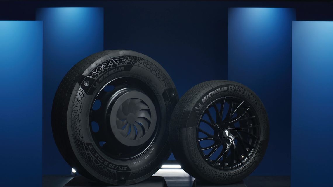 Visual of the first road-approved tires to incorporate 58% and 45% renewable and recycled materials respectively