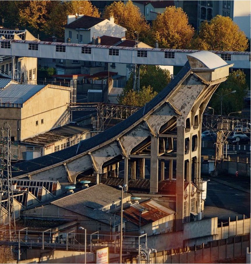 View of the old back and forth tracks at the Cataroux site where tire endurance was tested.