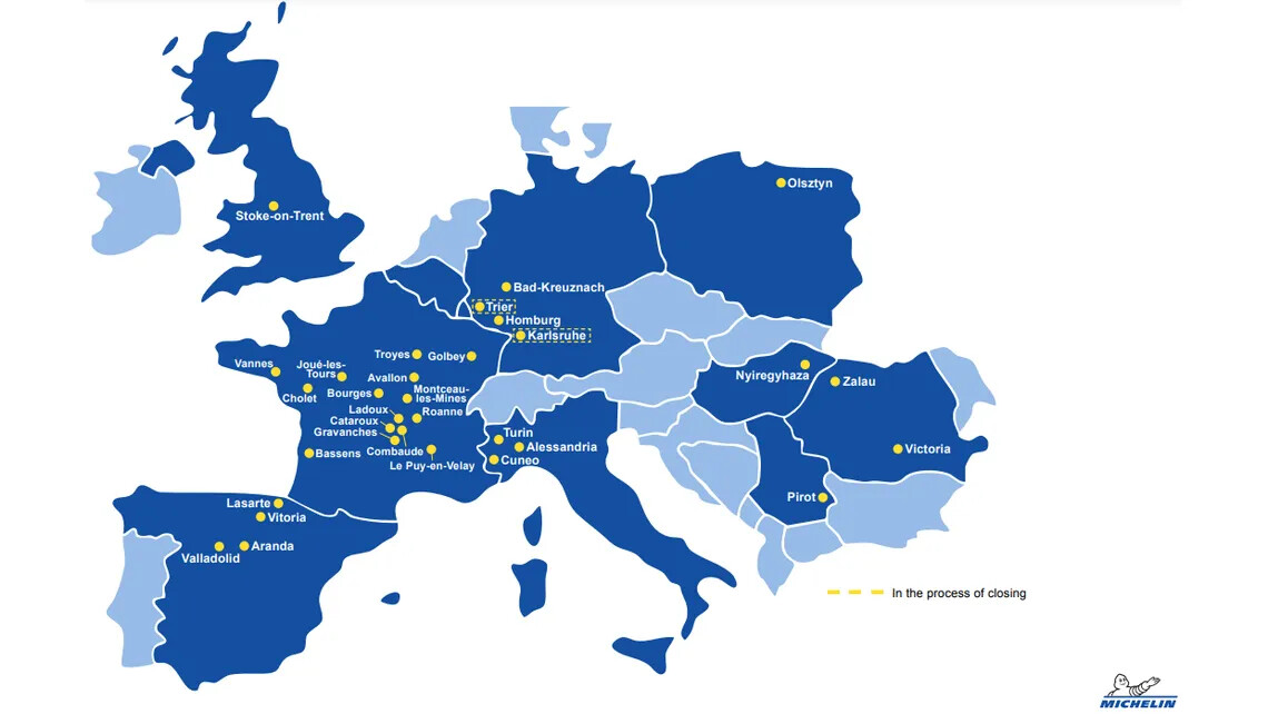 Empreinte industrielle de Michelin en Europe